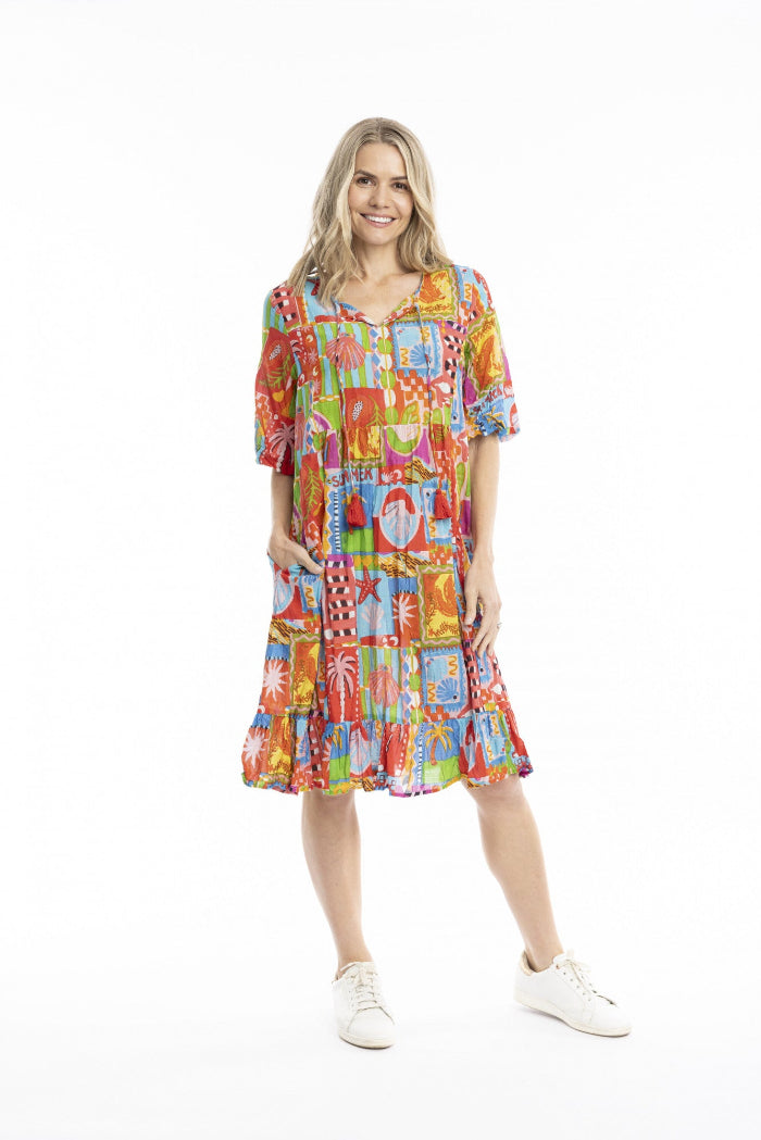 One Summer Charli Tassel Tie Dress Tropicana 1