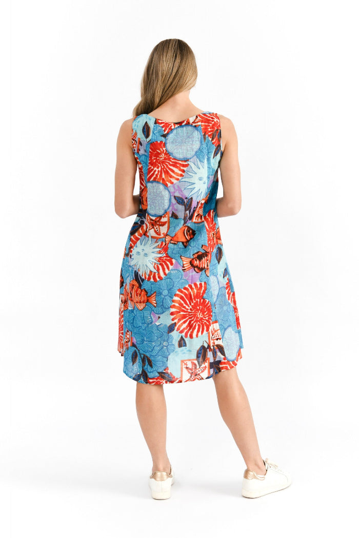 One Summer Estelle Crew Neck Sleeveless Dress Citrus Aquatic 3
