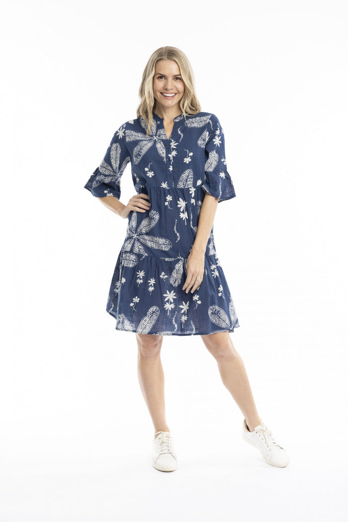 One Summer Maya V Neck Dress Floral Navy