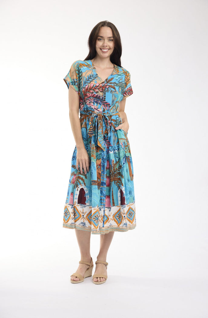 Orientique Casablanca Dress V Neck Buttonthrough Short