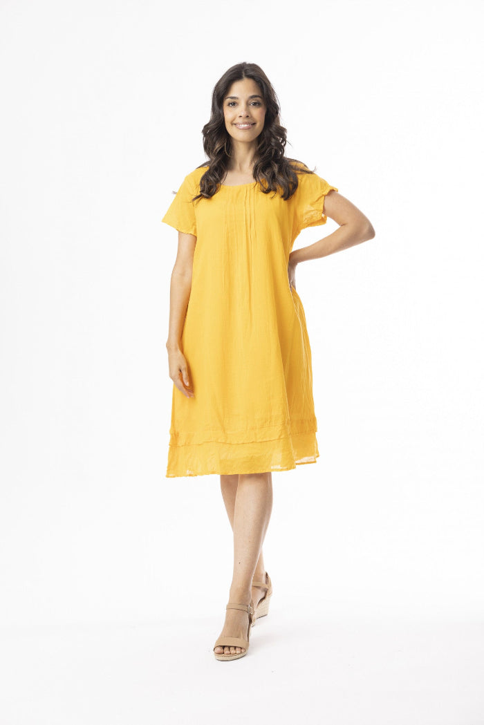 Orientique Cotton Gauze Dress Saffron