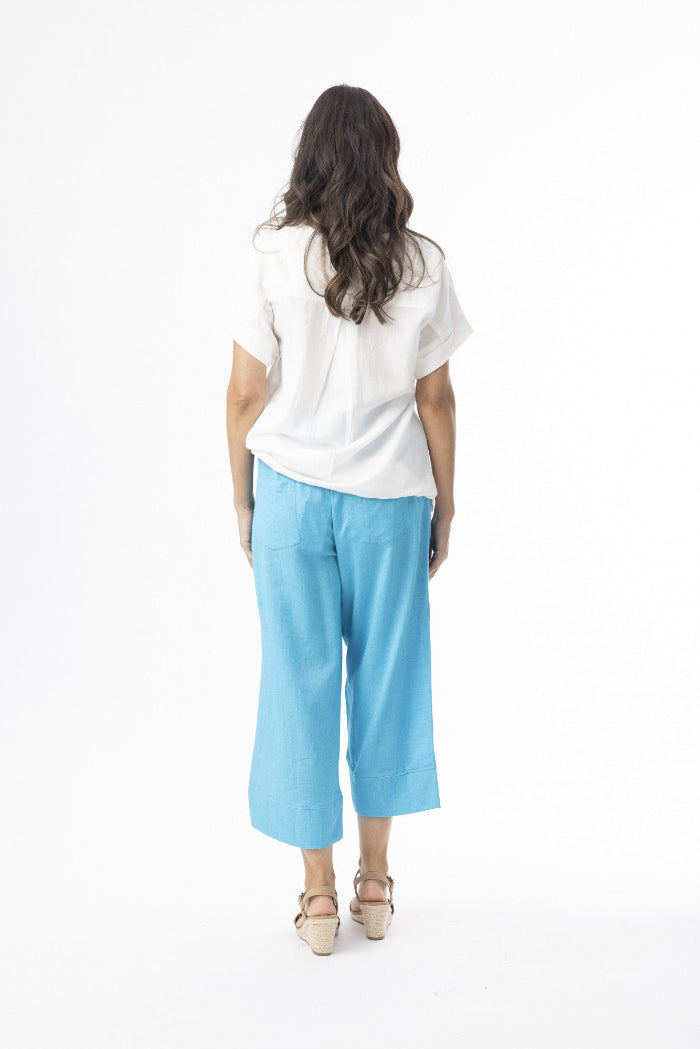 Orientique Linen Pants Aqua