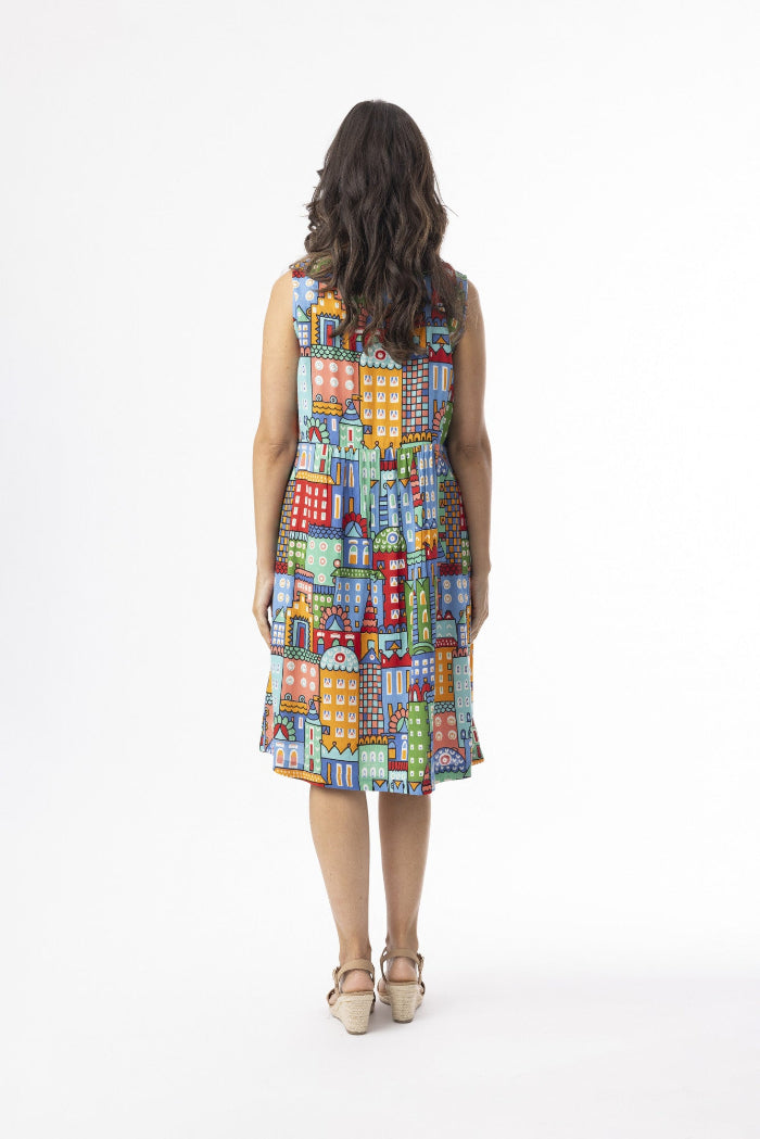 Orientique Cotton Contemporary Sleeveless Dress City