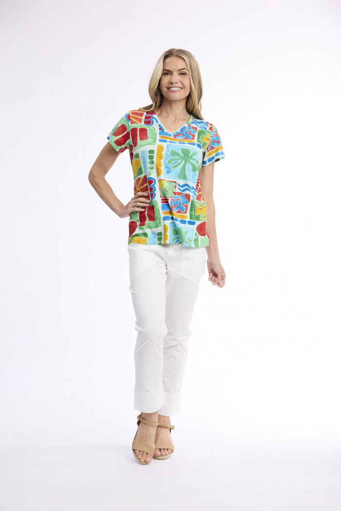 Orientique T Shirt v Neckline Pop
