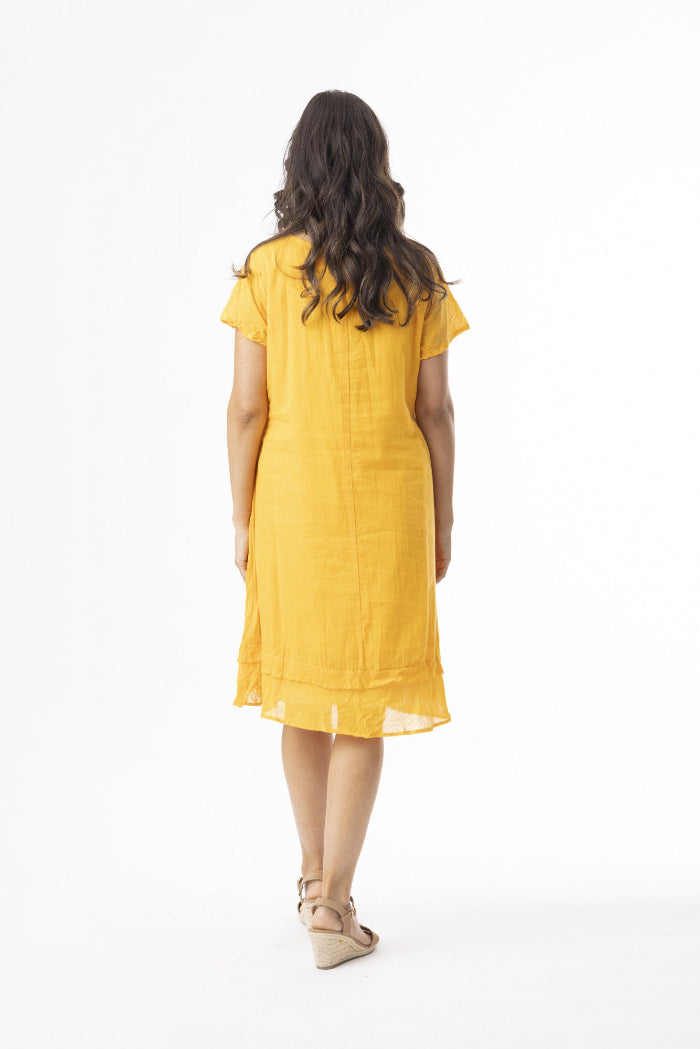 Orientique Cotton Gauze Dress Saffron