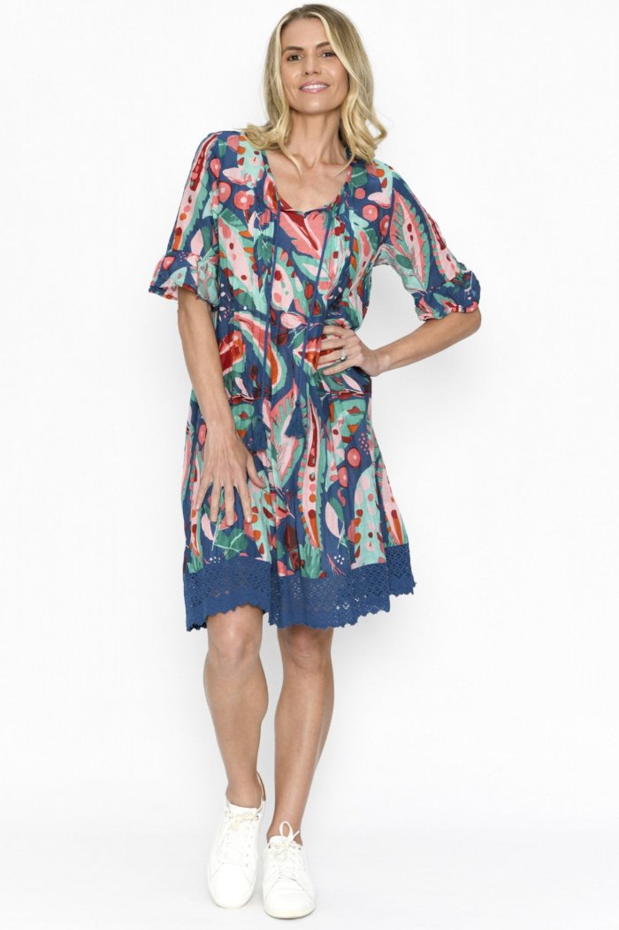 One Summer The Hannah Dress Burnt Leaves
