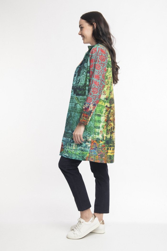 Orientique - Digital Print Mid Length Coat