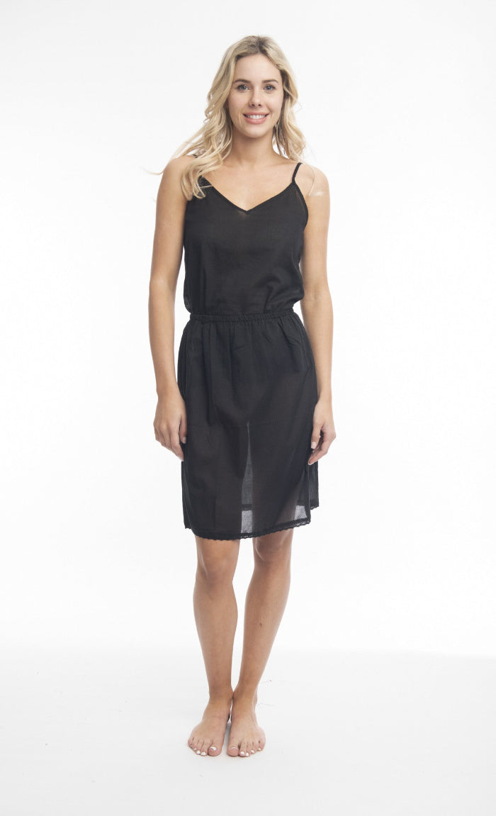 Orientique Cotton 1/2 Skirt Slip Black