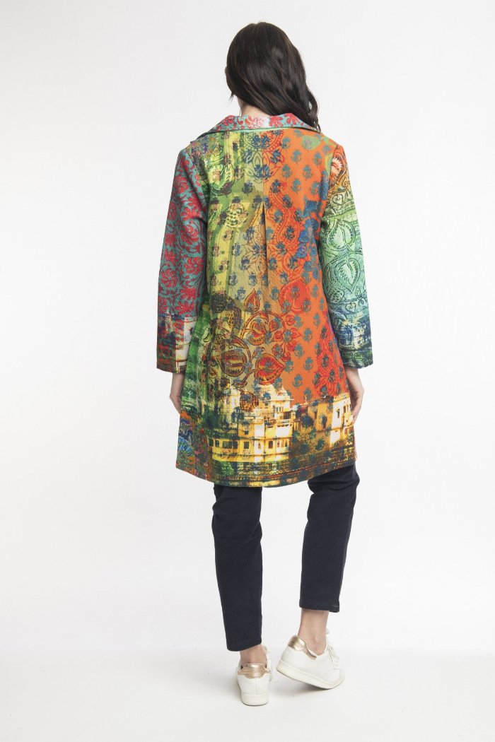 Orientique - Digital Print Mid Length Coat