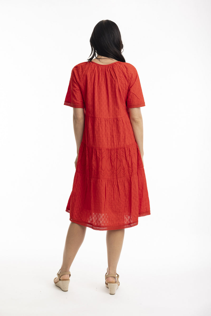 Orientique - Broderie Layer Dress Scarlet