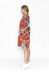 One Summer - Maya Button V Neck Dress