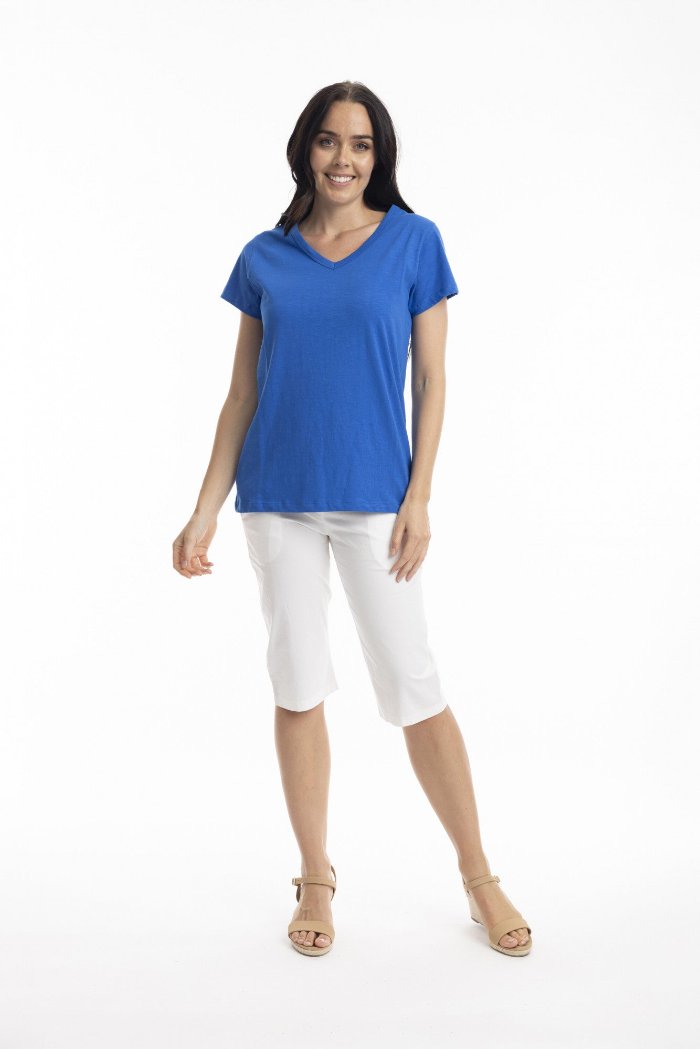 Orientique Essential Knit Tee V Electric Blue