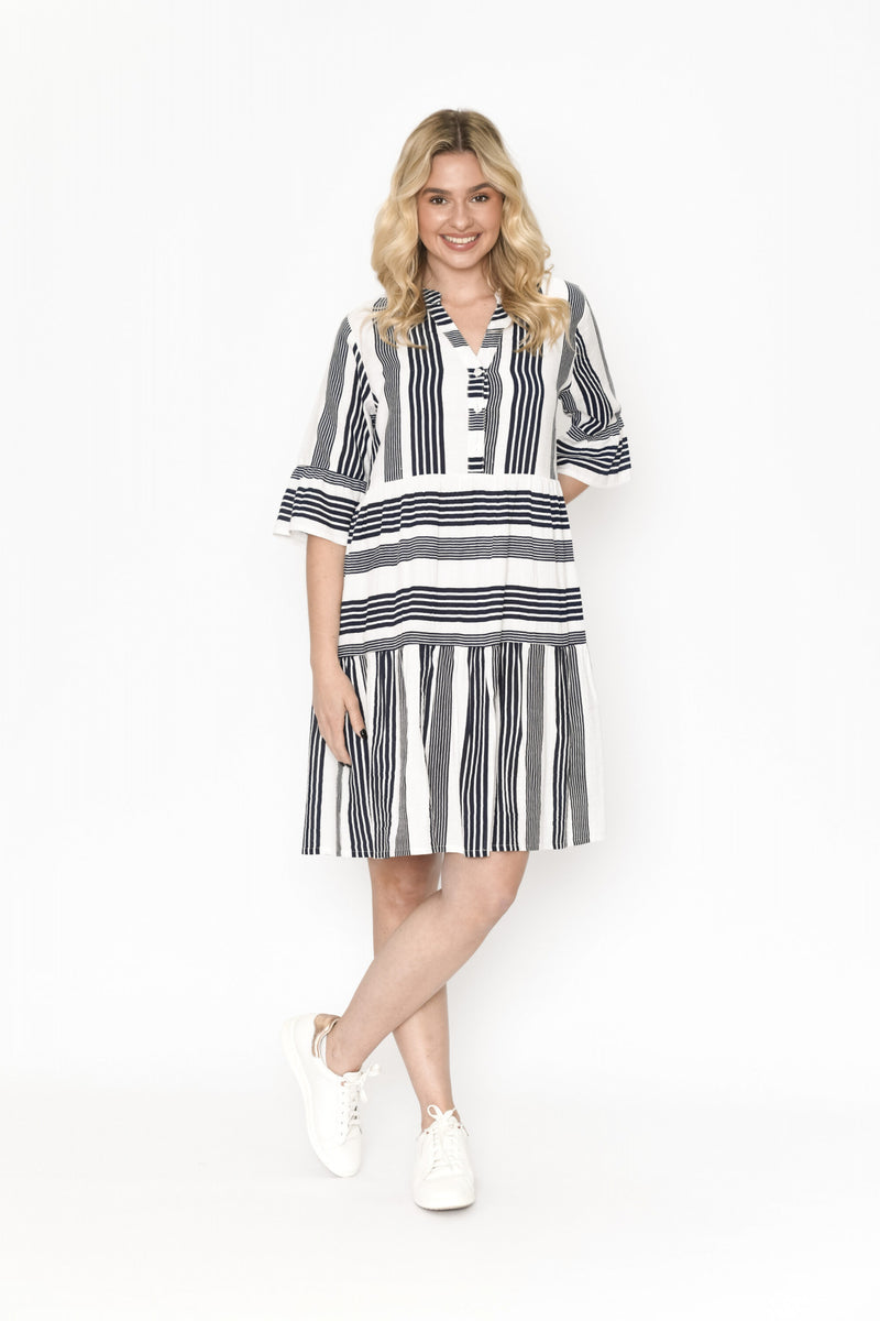 One Summer - Maya Button V Neck Dress