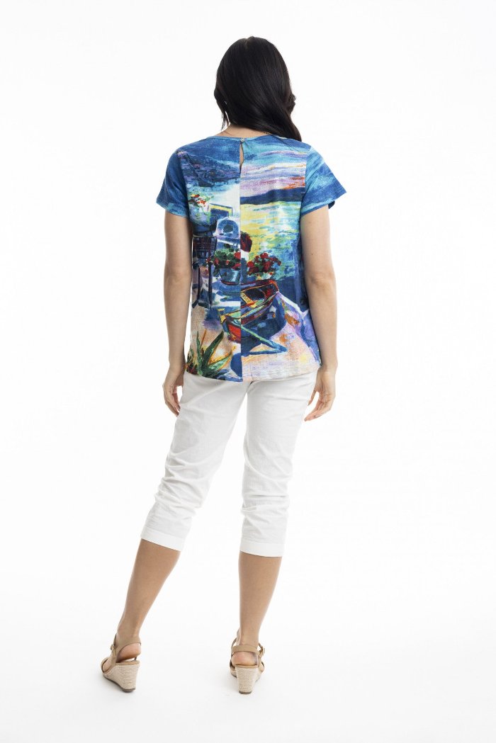 Orientique - Contemporary V Neck Tee Santorini