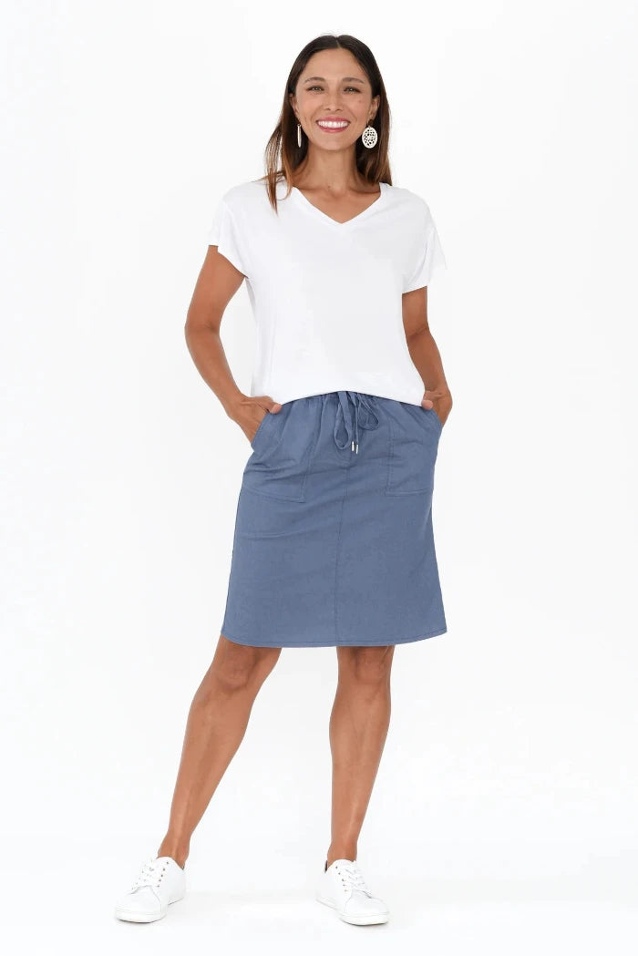 Cafe Latte - Blue Drawstring Skirt