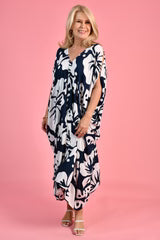 Bodacious Cushla Dress Navy Hibiscus