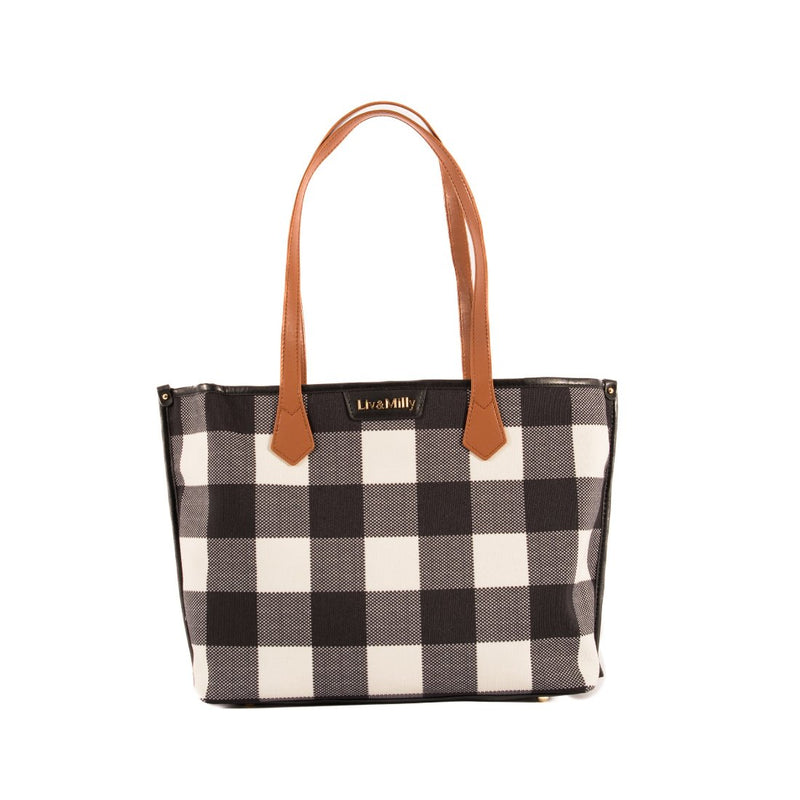 Liv & Milly Capri Gingham Tote