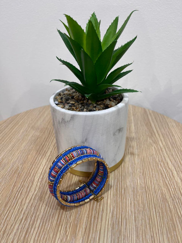 Escape Blue and Gold Single Cuff Bracelet