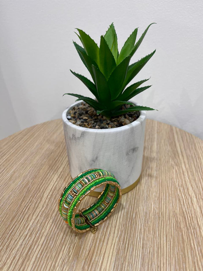 Escape Green and Gold Single Cuff Bracelet