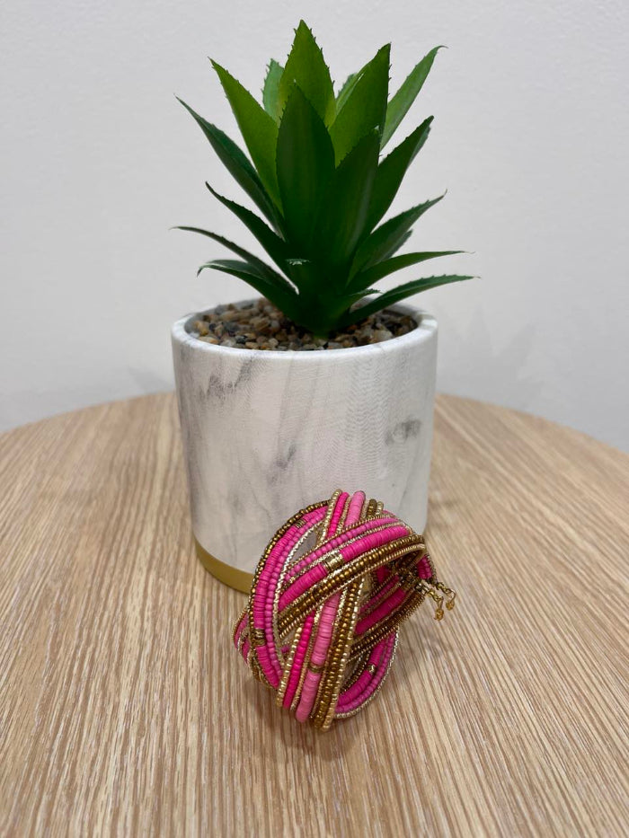 Escape Pink and Gold Double Wrap Cuff Bracelet