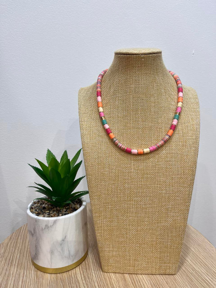 Escape Pink and Orange Beaded Necklace