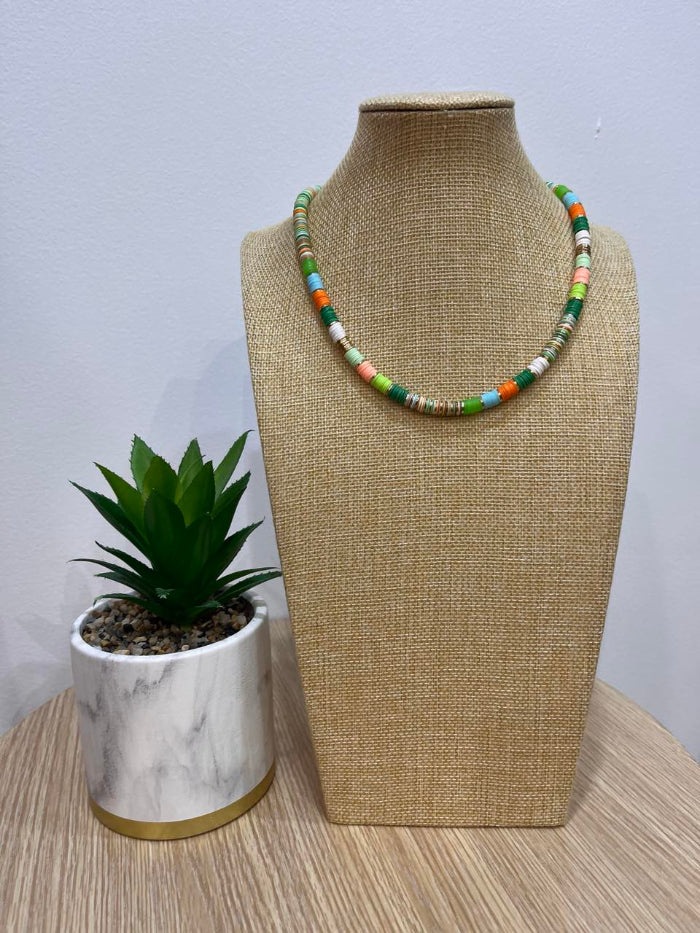 Escape Green and Lime Beaded Necklace