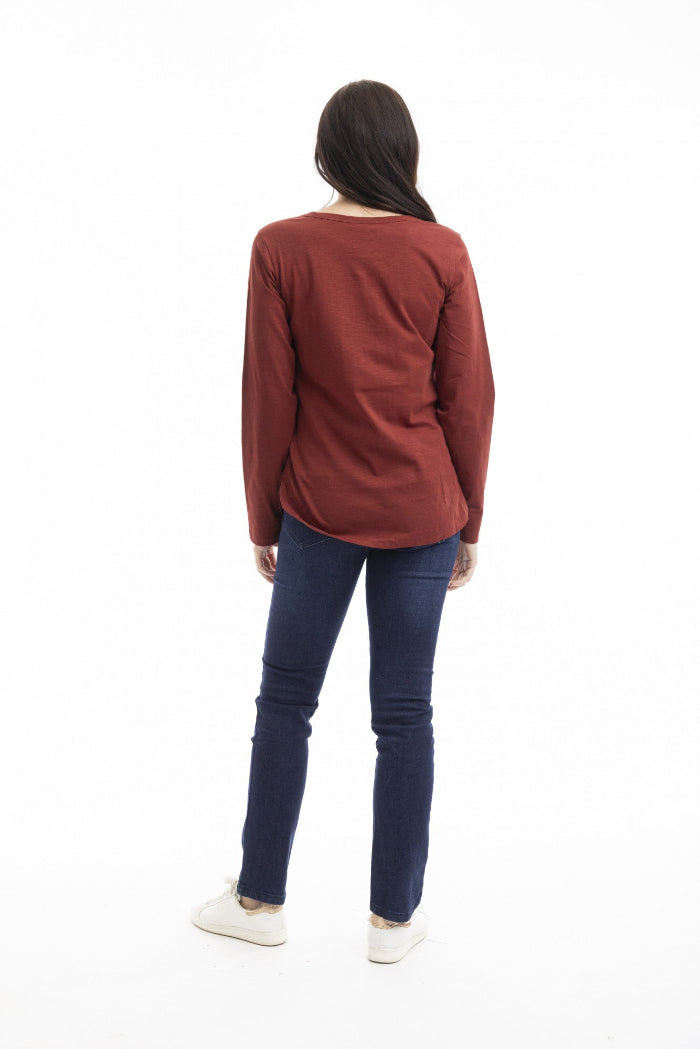 Orientique  Essential T-shirt Crew Neckline Rust
