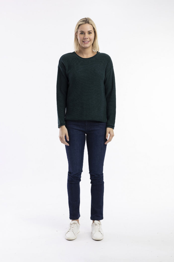 Orientique Knit Top R Neck Pine
