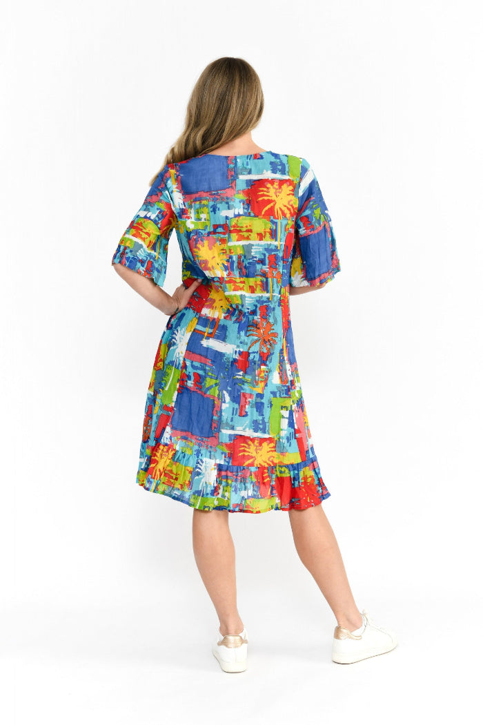 One Summer Charli Tassel Tie Dress Painted Palms