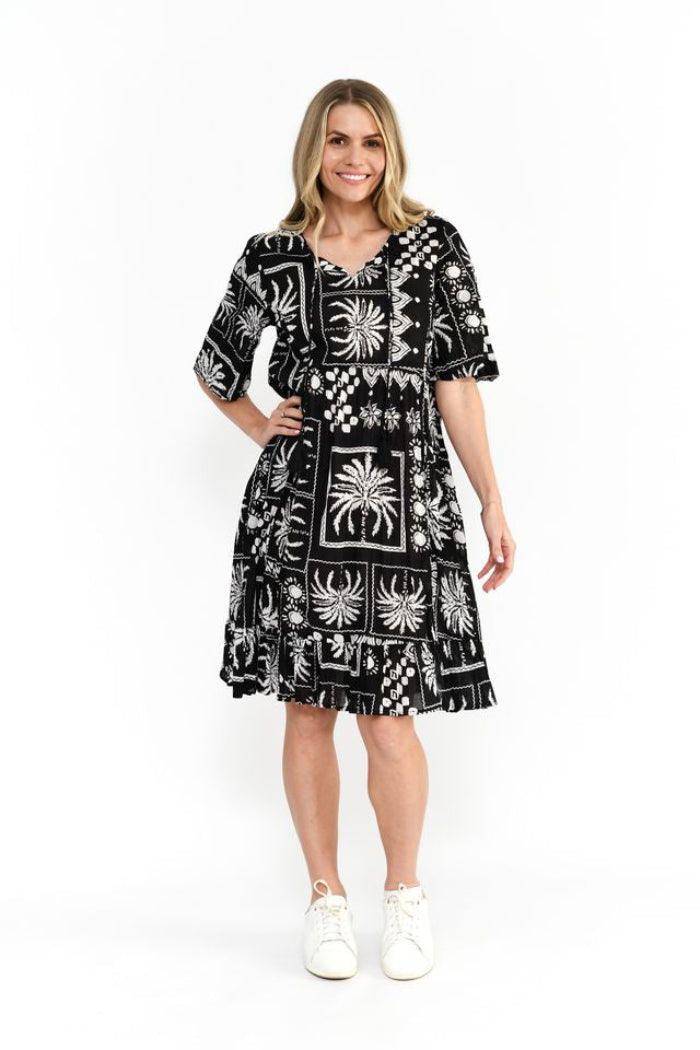 One Summer Charli Tassel Tie Dress Black