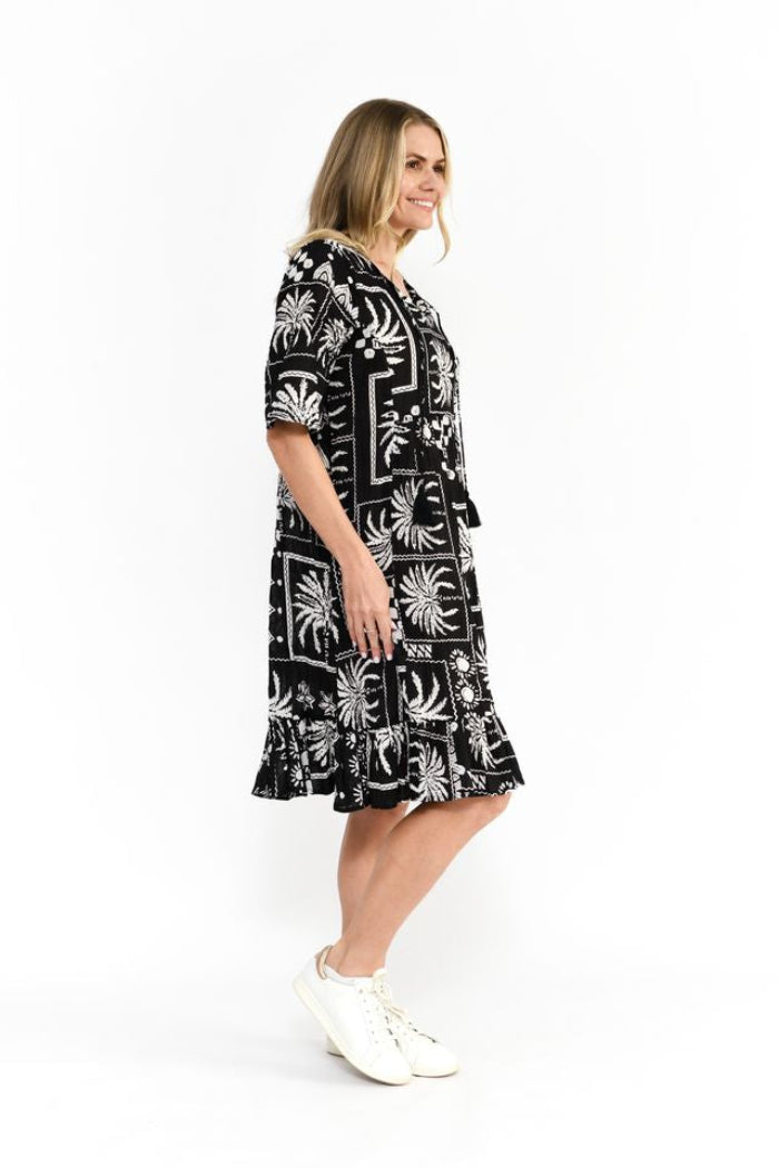 One Summer Charli Tassel Tie Dress Black
