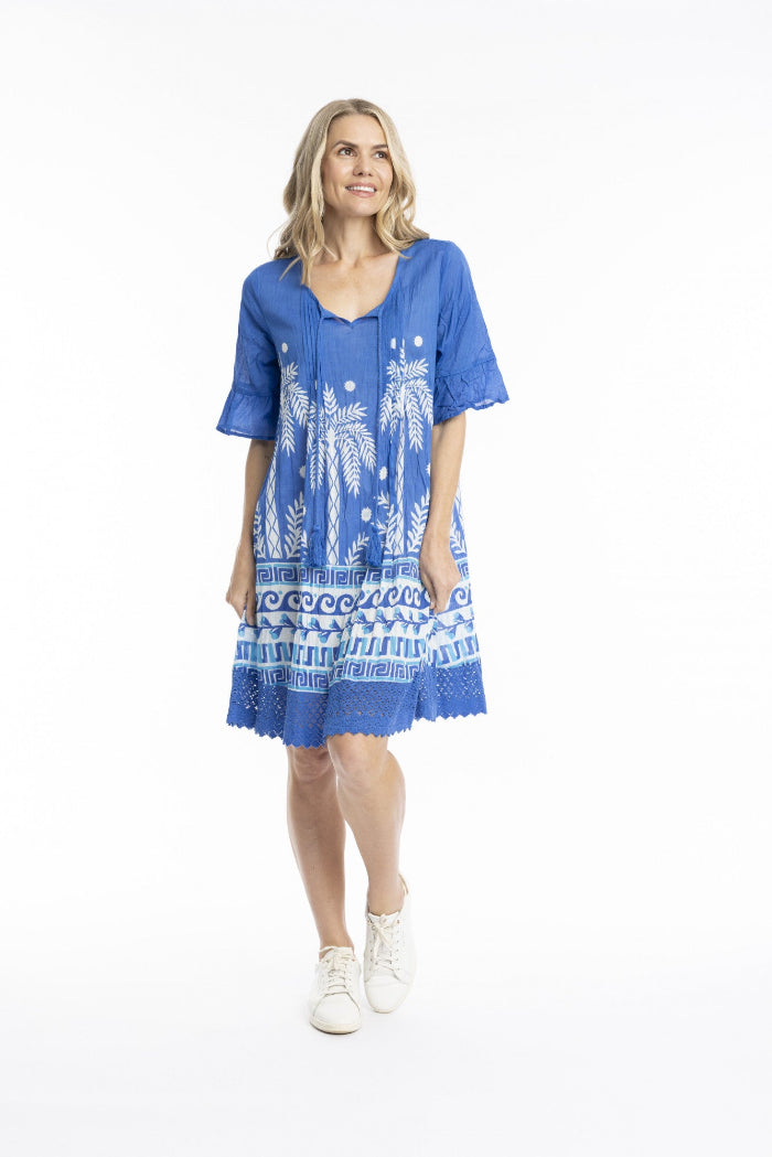 One Summer Hannah Short Sleeve Dress Azure Blue