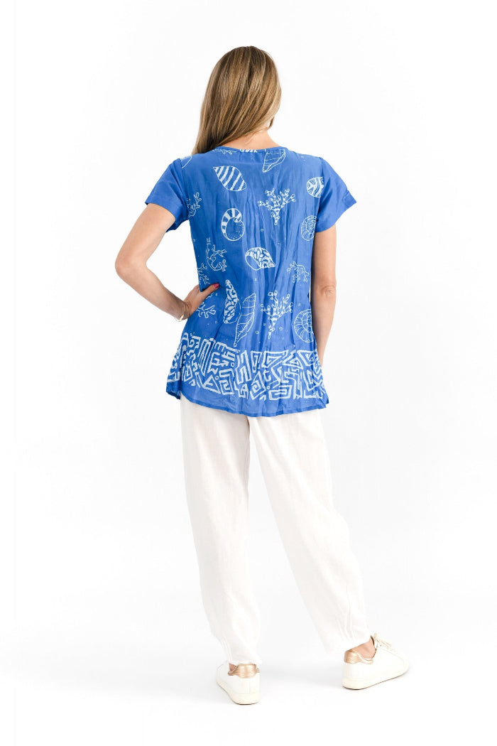 One Summer Kayla Cotton Blouse Short Sleeve