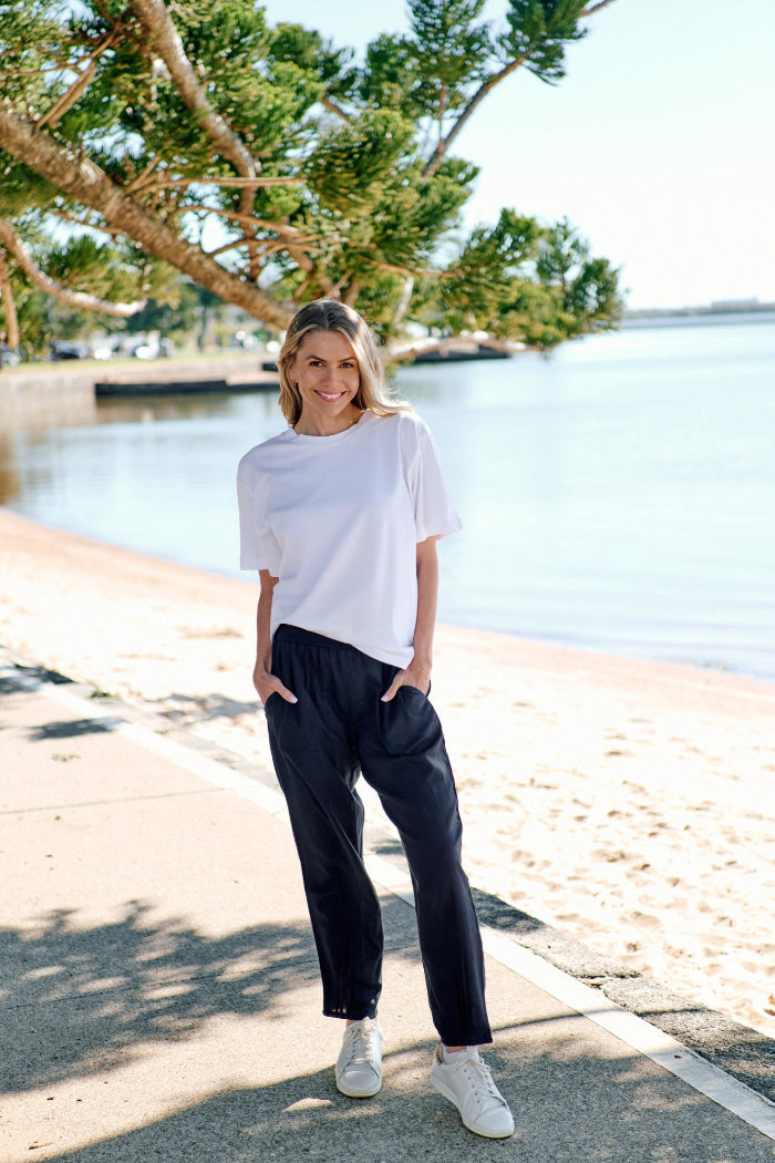 One Summer Linen Blend Pants Navy