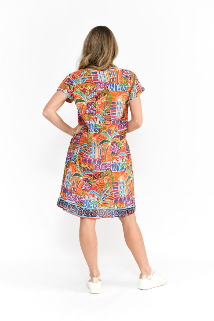 One Summer Nicola Dress Cap Sleeve Tropical Village