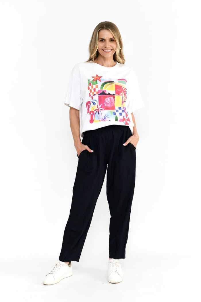 One Summer Ruby Crew Neck Printed Tshirt Sun and Sand