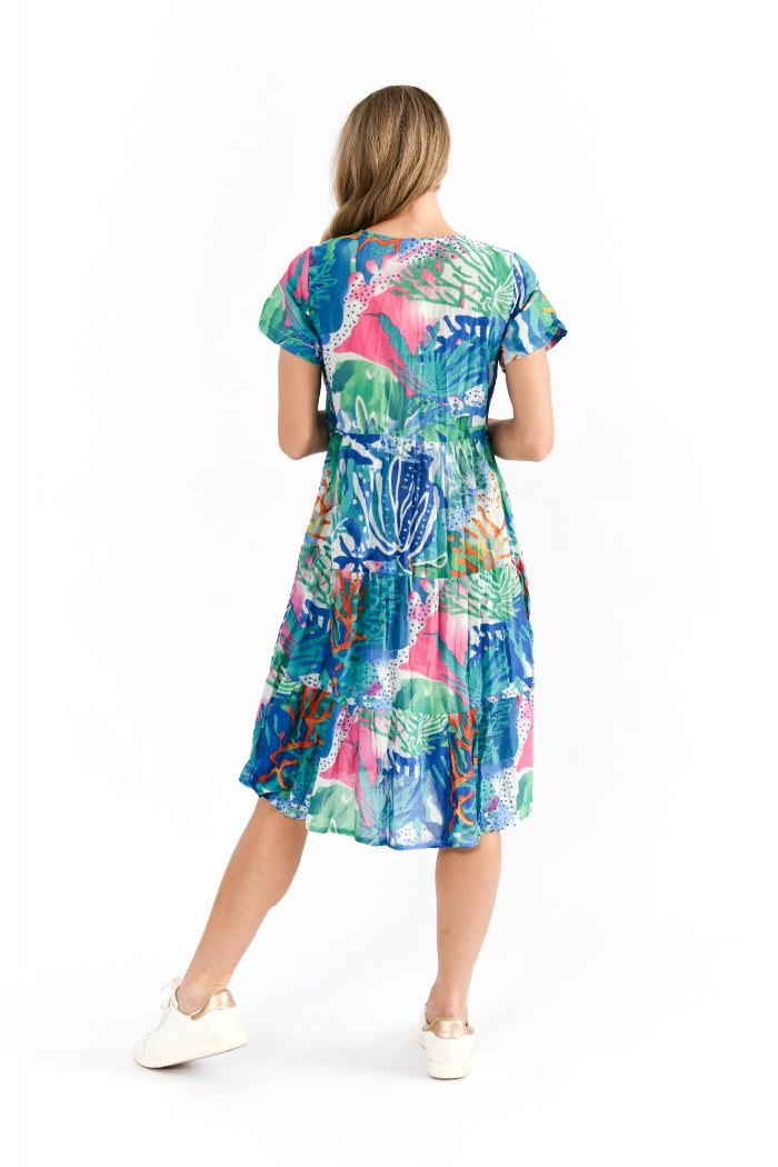 One Summer Thalia Tiered Dress Coral Reef