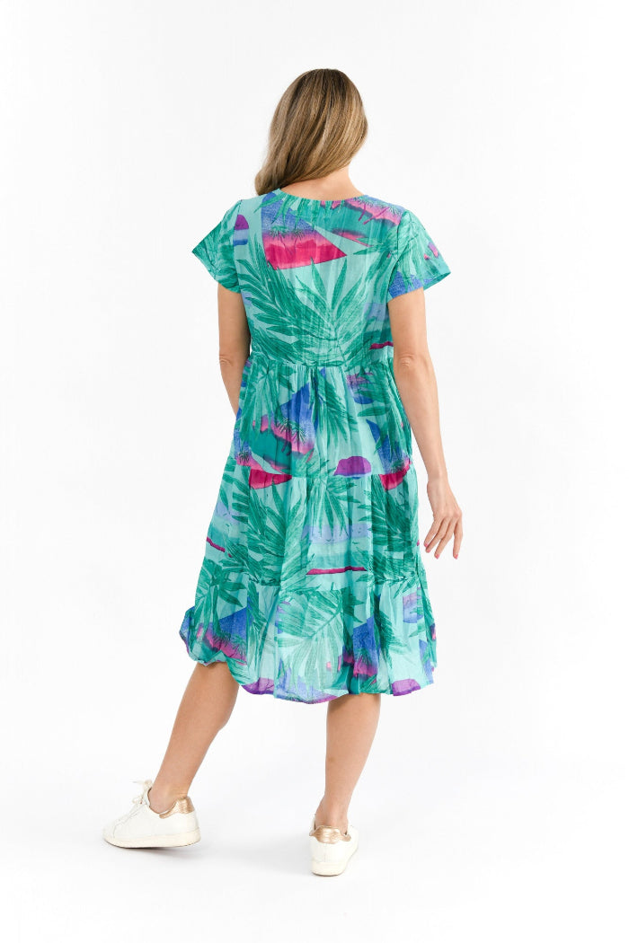 One Summer Thalia Tiered Dress Rainbow Beach Aqua