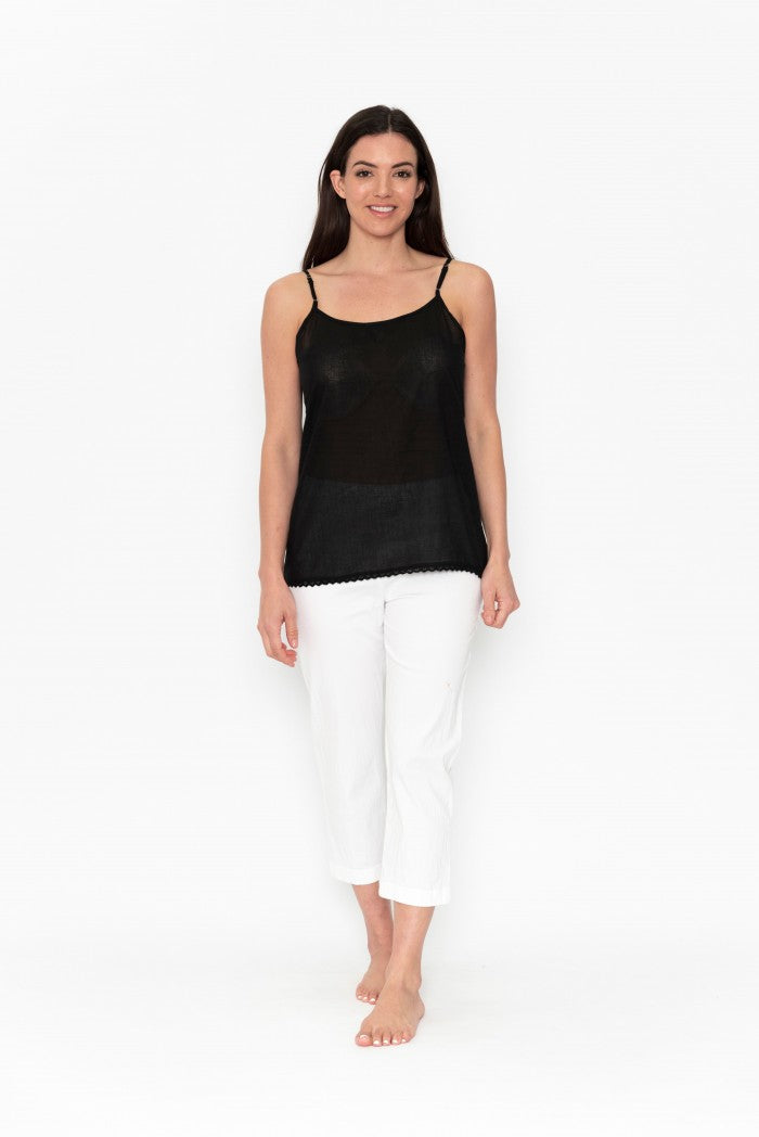 Orientique Cotton Cami Slip Top Black