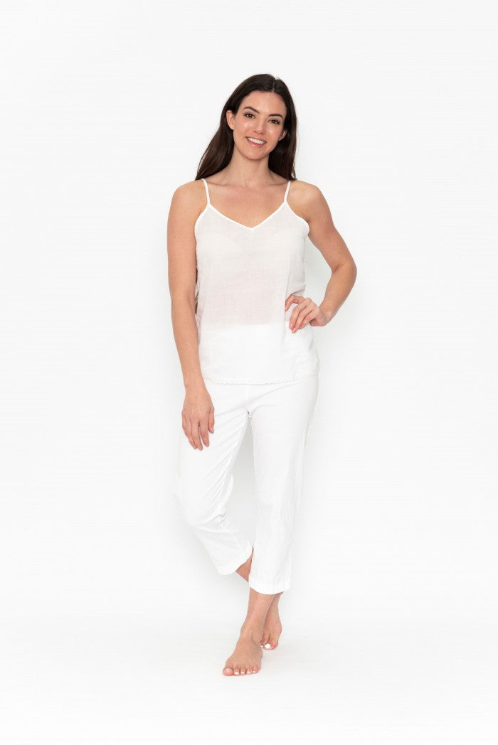Orientique Cotton Cami Slip Top White