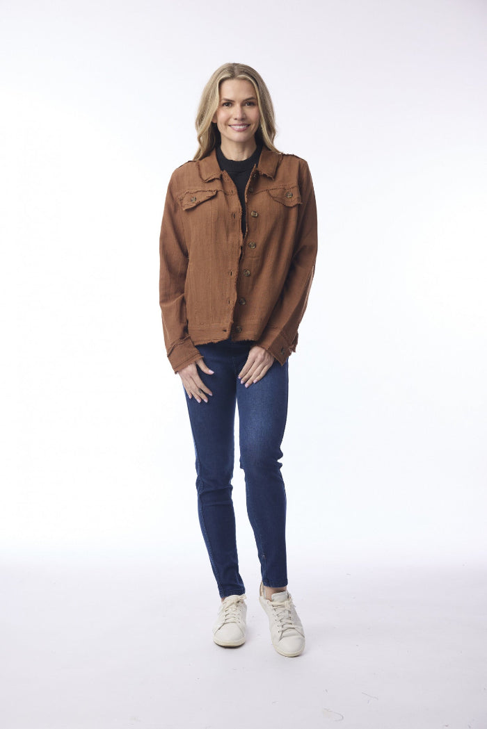 Orientique Biker Fringe Jacket Tan