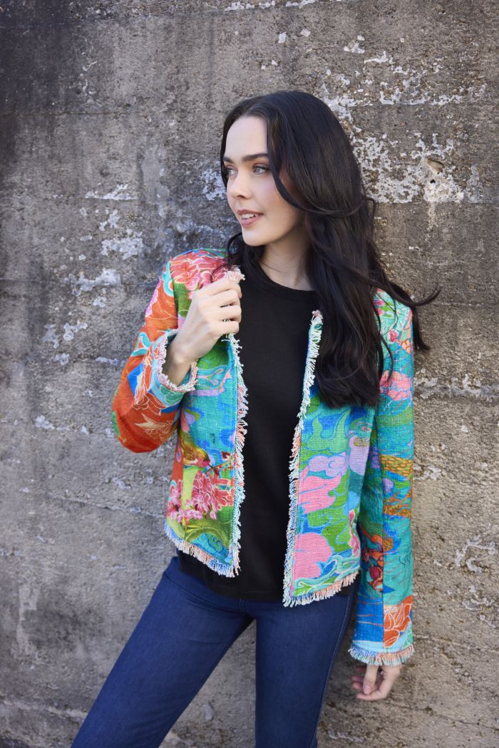 Orientique Cropped Fringed Jacket Oriental