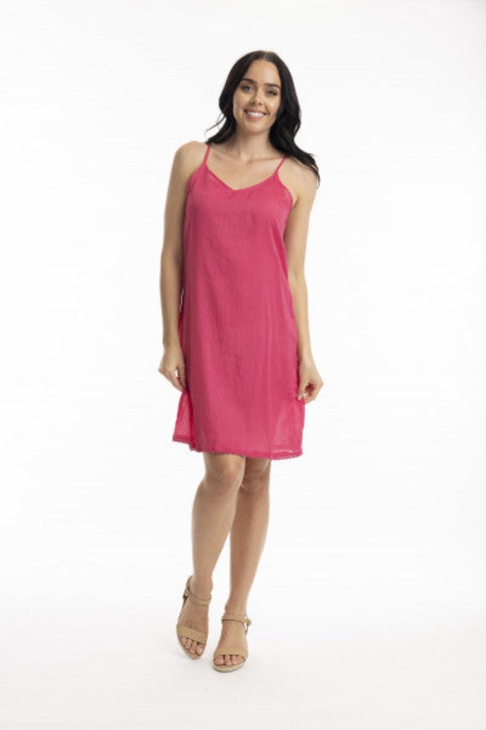 Orientique Cotton Full Slip Hot Pink