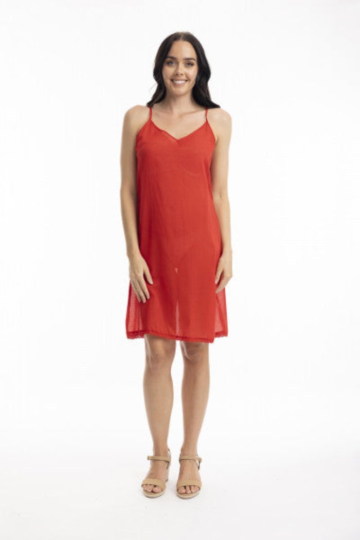 Orientique Cotton Full Slip Scarlet