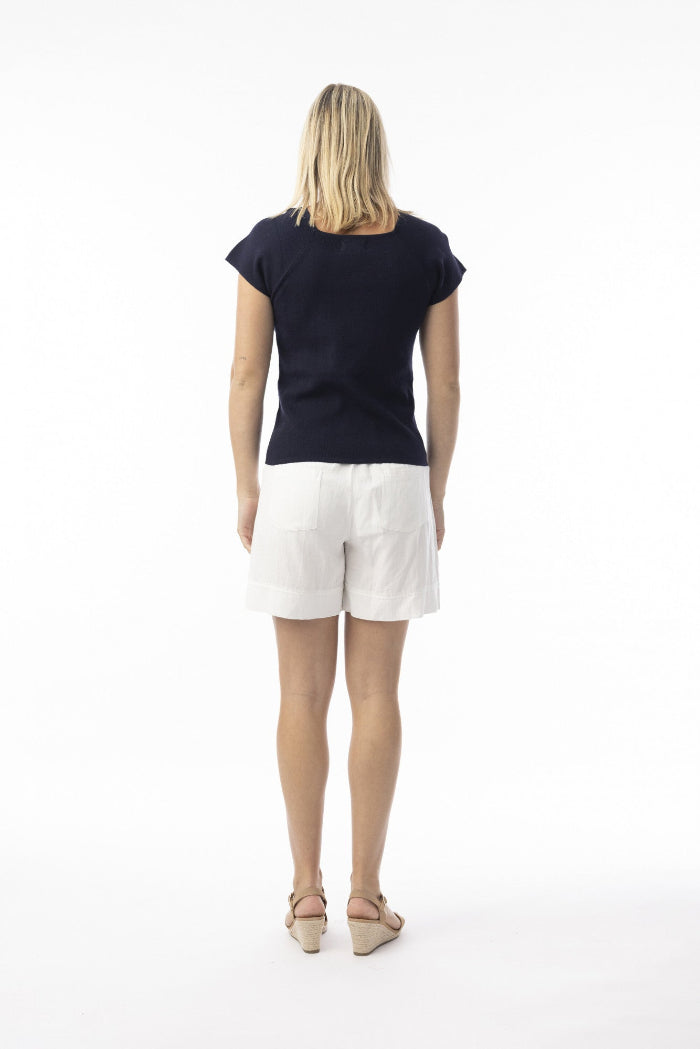Orientique Knit Essentials Top Squareneck Navy
