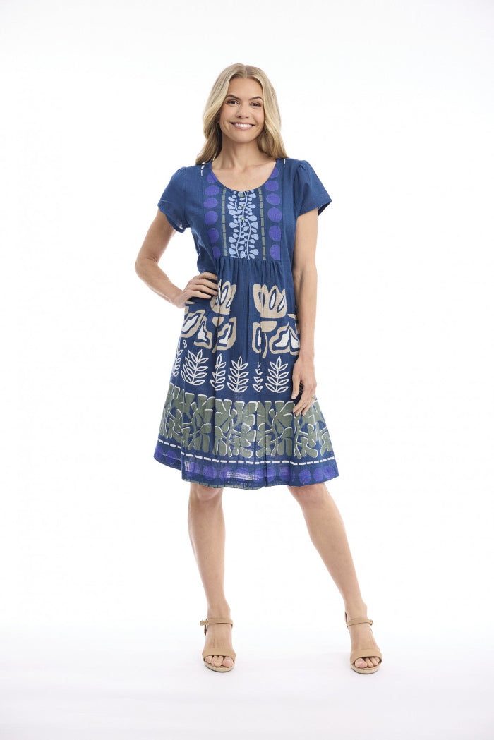 Orientique Liberte Blue Dress Bib Pockets