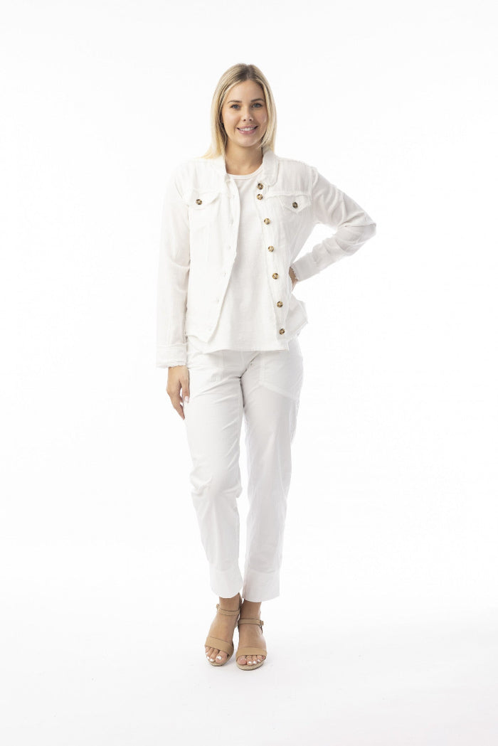 Orientique Linen Essential Jacket White