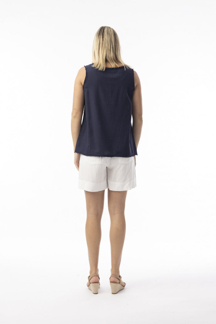 Orientique Linen Essentials Cami Navy
