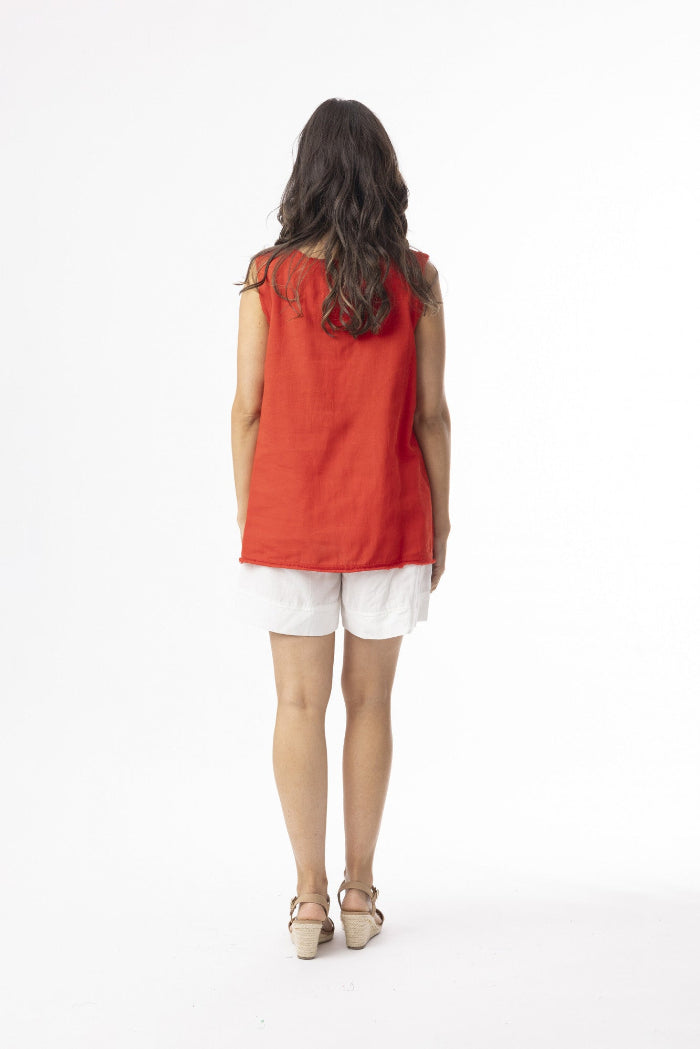 Orientique Linen Essentials Cami Red
