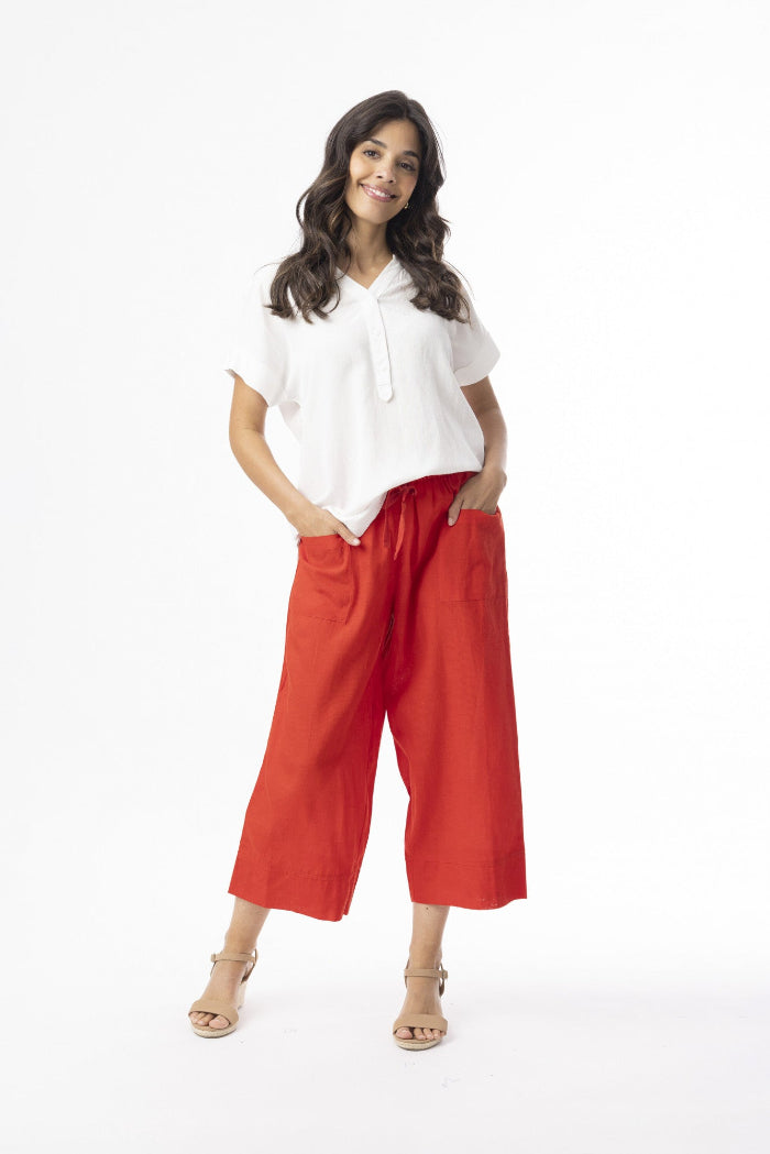 Orientique Linen Essentials Pant Red